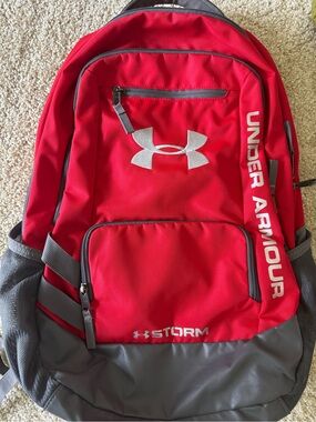 Under Armour Red and Gray Men's Backpack with Storm Protection